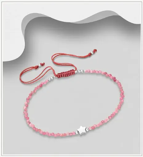 Bracelet, Pierre semi-précieuse, Etoile d'argent