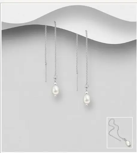 [BO25101] Boucles d'Oreilles argent, 1 perle d'eau douce
