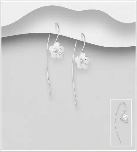 [BO25105] Boucles d'Oreilles argent, fleur mat
