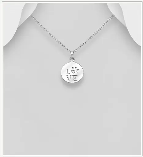 [PE25109] Pendentif argent, LOVE et patte