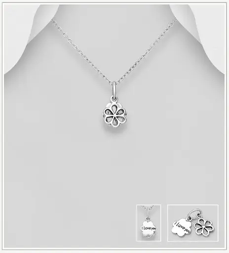 [PE25111] Pendentif argent, "I love you" articulé