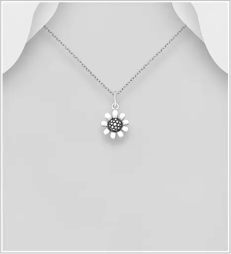 [PE25106] Pendentif argent, tournesol oxydé