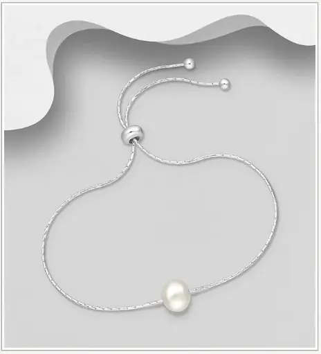 [BR25102] Bracelet argent, 1 perle d'eau douce ronde
